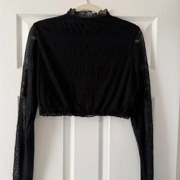 Bebe Black Ruffled Sheer Top - Picture 5 of 5